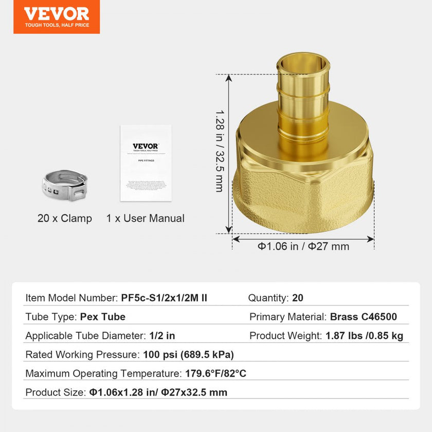 VEVOR Pipe Fittings 1/2