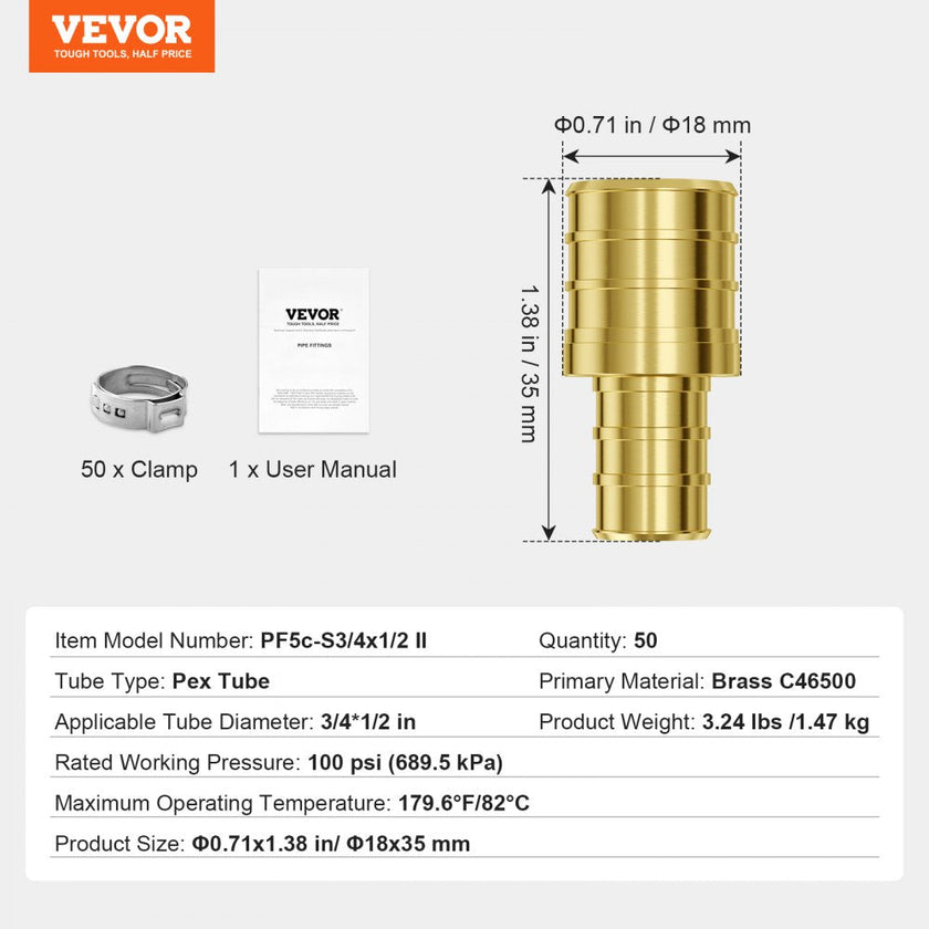 VEVOR Pipe Fittings 1/2