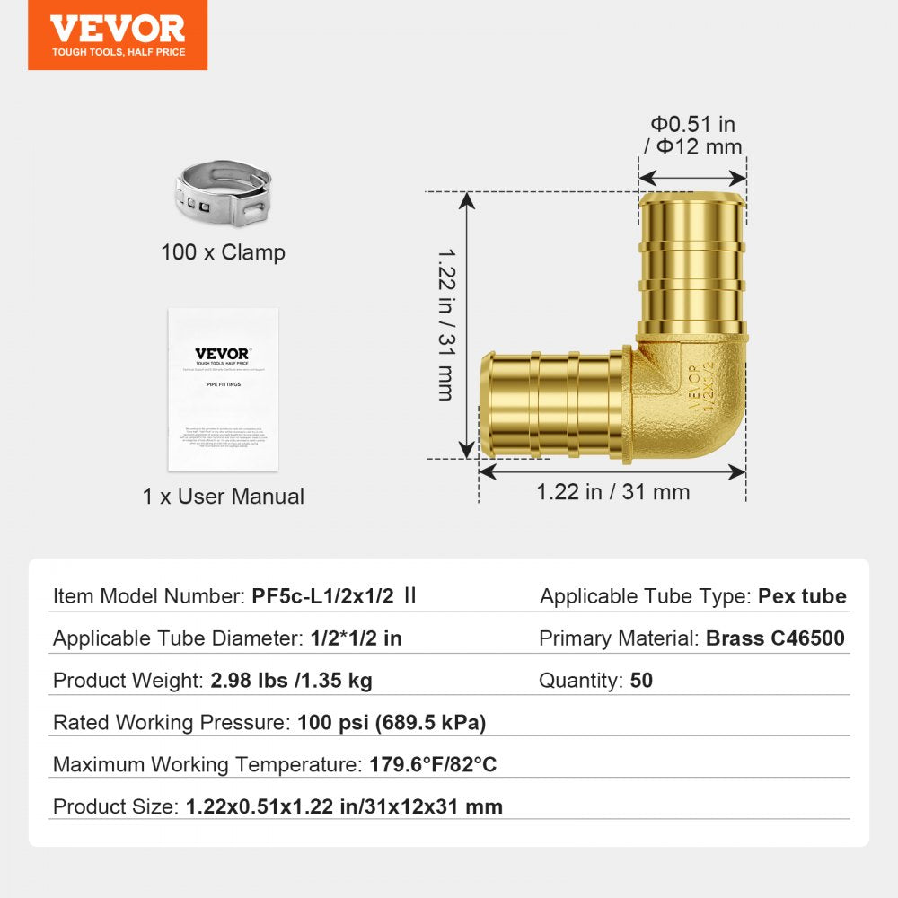 VEVOR Pipe Fittings 1/2