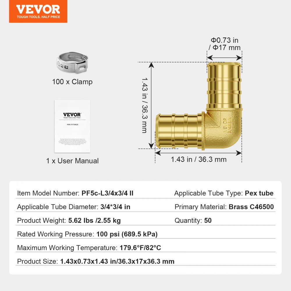VEVOR Pipe Fittings 3/4