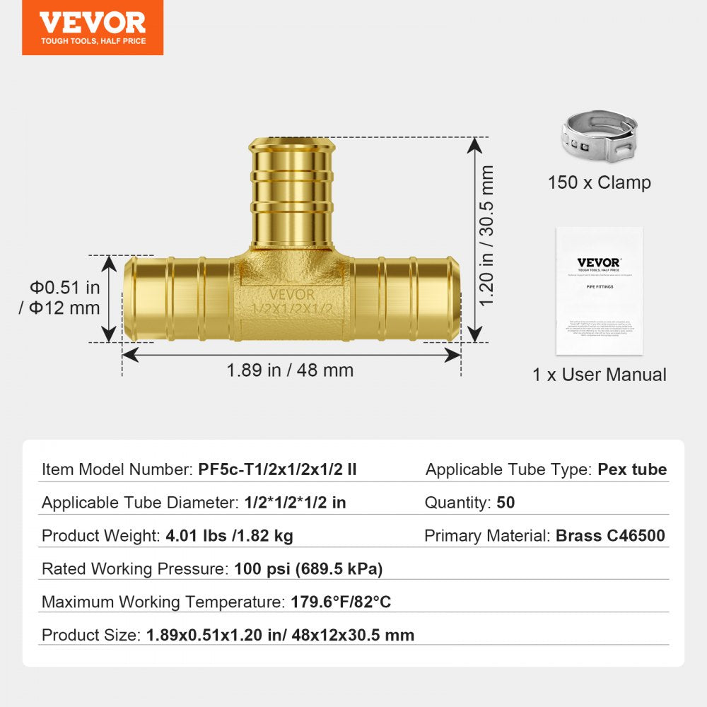 VEVOR Pipe Fittings 1/2