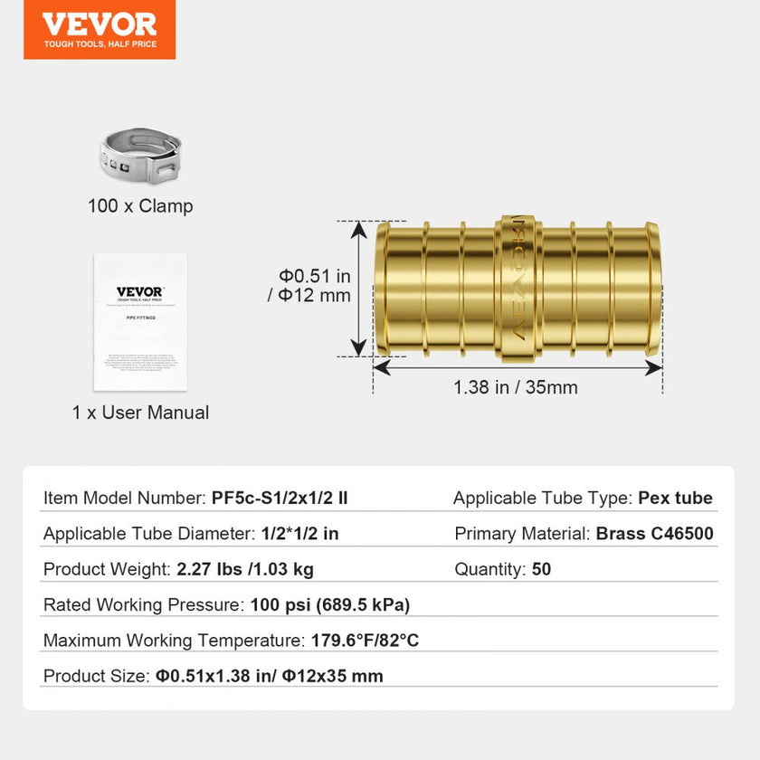 VEVOR Pipe Fittings 1/2