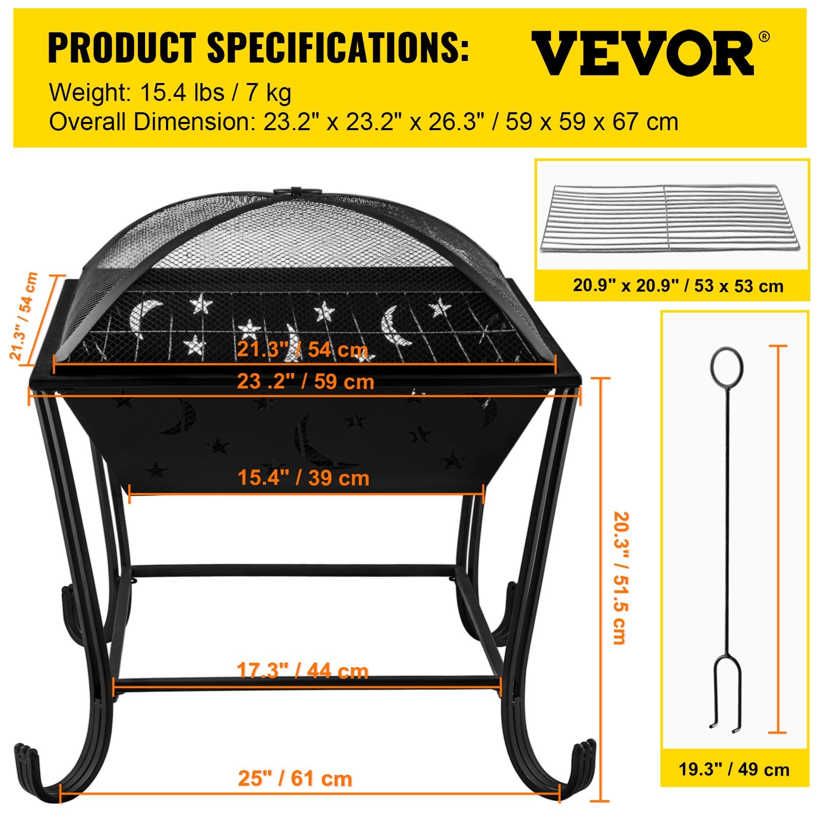 VEVOR BBQ Grill Fire Bowl, 24