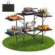 Camping Kitchen Table, Portable Folding Cook Station with Side Tables & Carry Bag