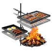 Heavy Duty Swivel Campfire Grill – Double Layer Portable Outdoor Cooking Grate & Griddle