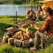 Heavy Duty Swivel Campfire Grill – Double Layer Portable Outdoor Cooking Grate & Griddle