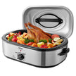 VEVOR Electric Roaster Oven, 22 QT Turkey Roaster Oven with Self-Basting Lid, 1450W Roaster Oven with Defrost & Warm Function, Adjustable Temp, Removable Pan & Rack, Fits Turkeys Up to 26LBS, Silver