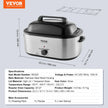 VEVOR Electric Roaster Oven, 26 QT Turkey Roaster Oven with Self-Basting Lid, 1450W Roaster Oven with Defrost & Warm Function, Adjustable Temperature, Removable Pan & Rack, Fits Turkeys Up to 30LBS
