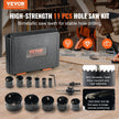 VEVOR Hole Saw Kit, 11 PCS Saw Blades, 2 Drill Bits, 1 Hex Wrench, General Purpose Size from 3/4