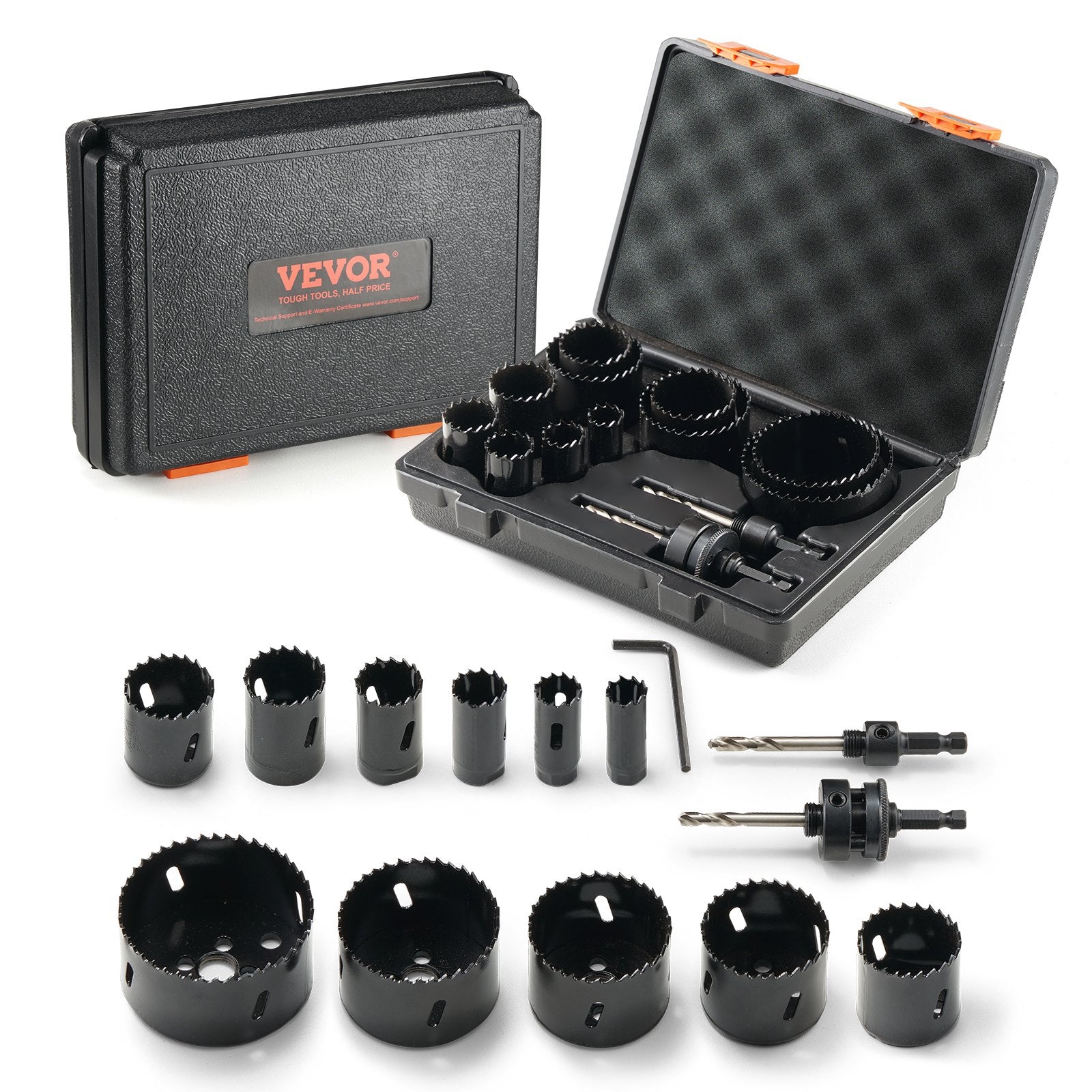 VEVOR Hole Saw Kit, 11 PCS Saw Blades, 2 Drill Bits, 1 Hex Wrench, General Purpose Size from 3/4