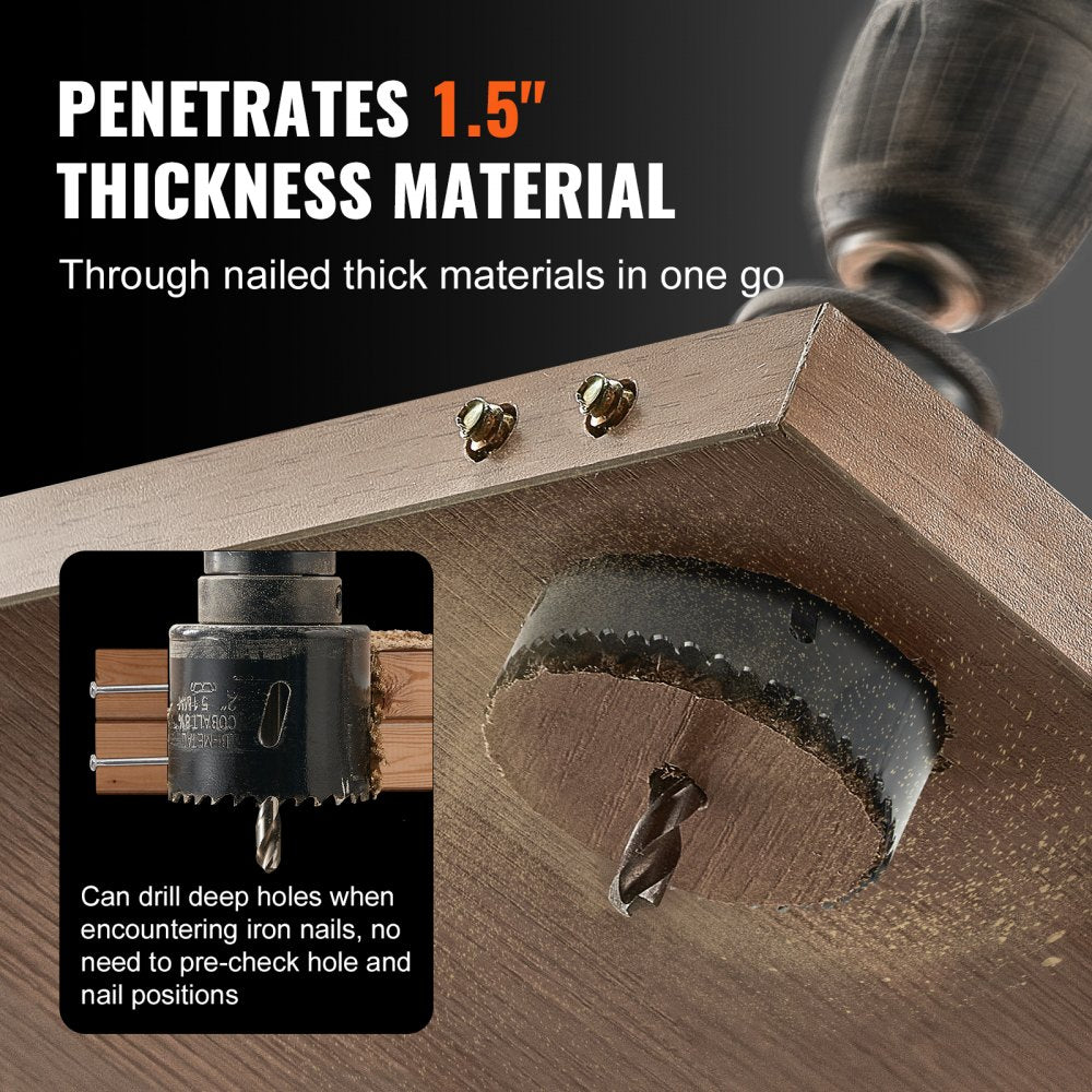 VEVOR Hole Saw Kit, 18 PCS Saw Blades, 6 Drill Bits, 1 Hex Wrench, General Purpose Size from 3/4