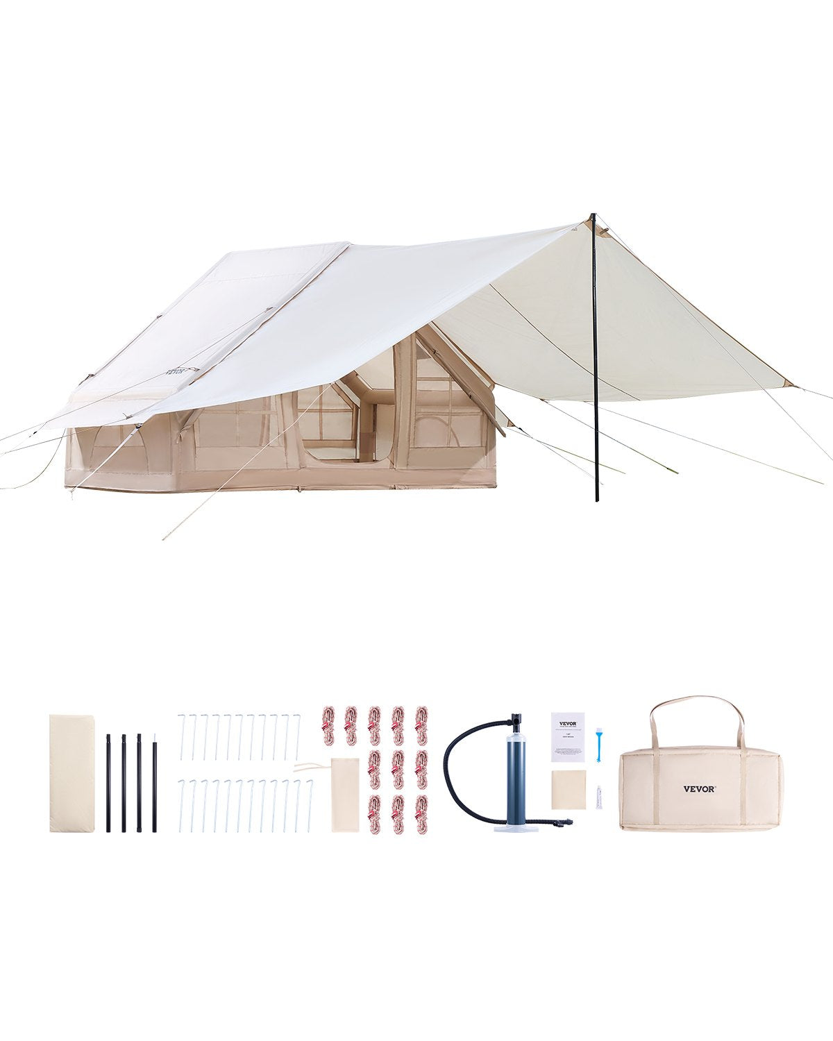 VEVOR Inflatable Tent for Camping 3-5 Person Glamping Tent with Pump Canopy