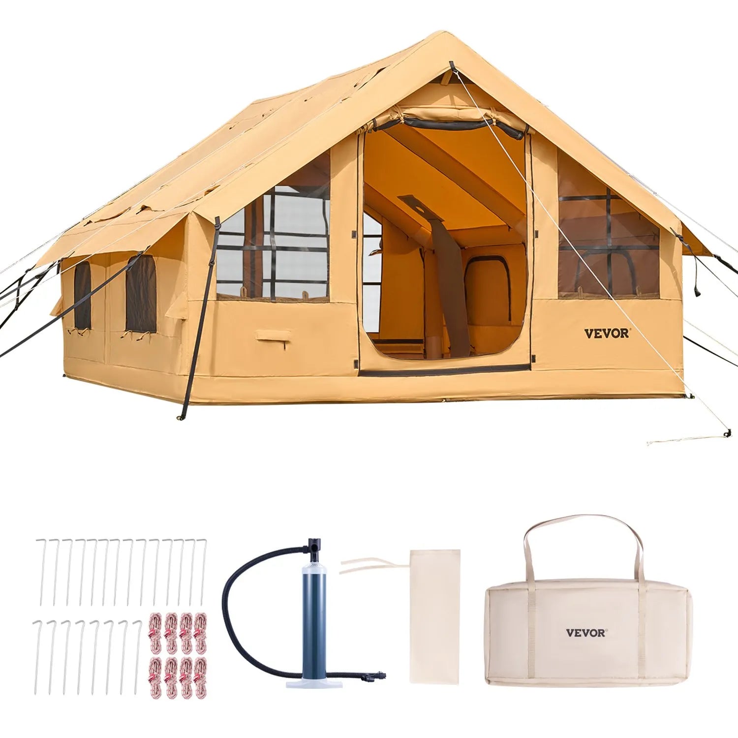 VEVOR Inflatable Tent for Camping 5-8 Person Glamping Tent with Pump Easy Set up