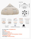 VEVOR 16.4 ft Canvas Bell Tent – 4 Season Glamping Yurt Tent with Stove Jack, Stargazing Roof & Rain Cover for 10-12 People