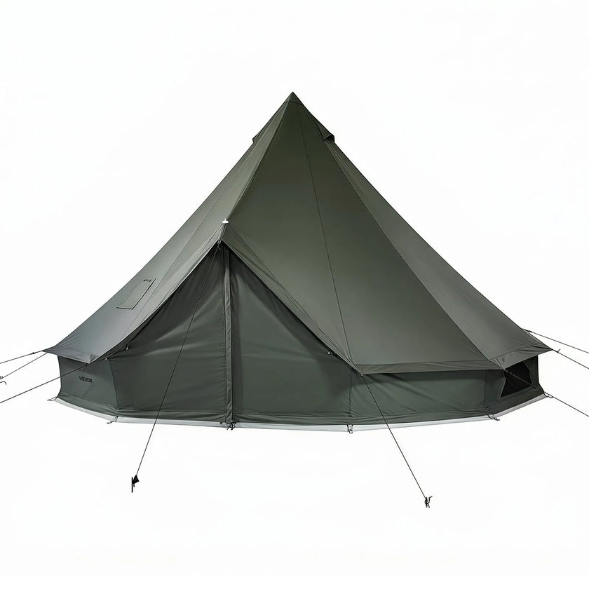 VEVOR 13.12 ft Canvas Bell Tent – 4 Season Glamping Yurt Tent with Stove Jack for 3-4 People