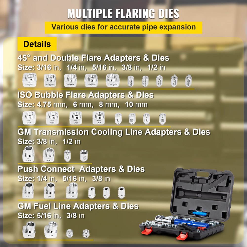 VEVOR Hydraulic Flaring Tool Kit, 45° Double Flaring Tool, Brake Repair Brake Flaring Tools for 3/16