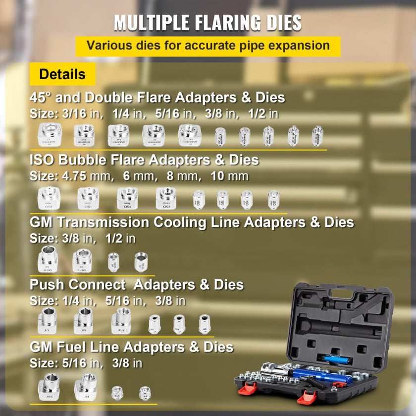 VEVOR Hydraulic Flaring Tool Kit, 45° Double Flaring Tool, Brake Repair Brake Flaring Tools for 3/16