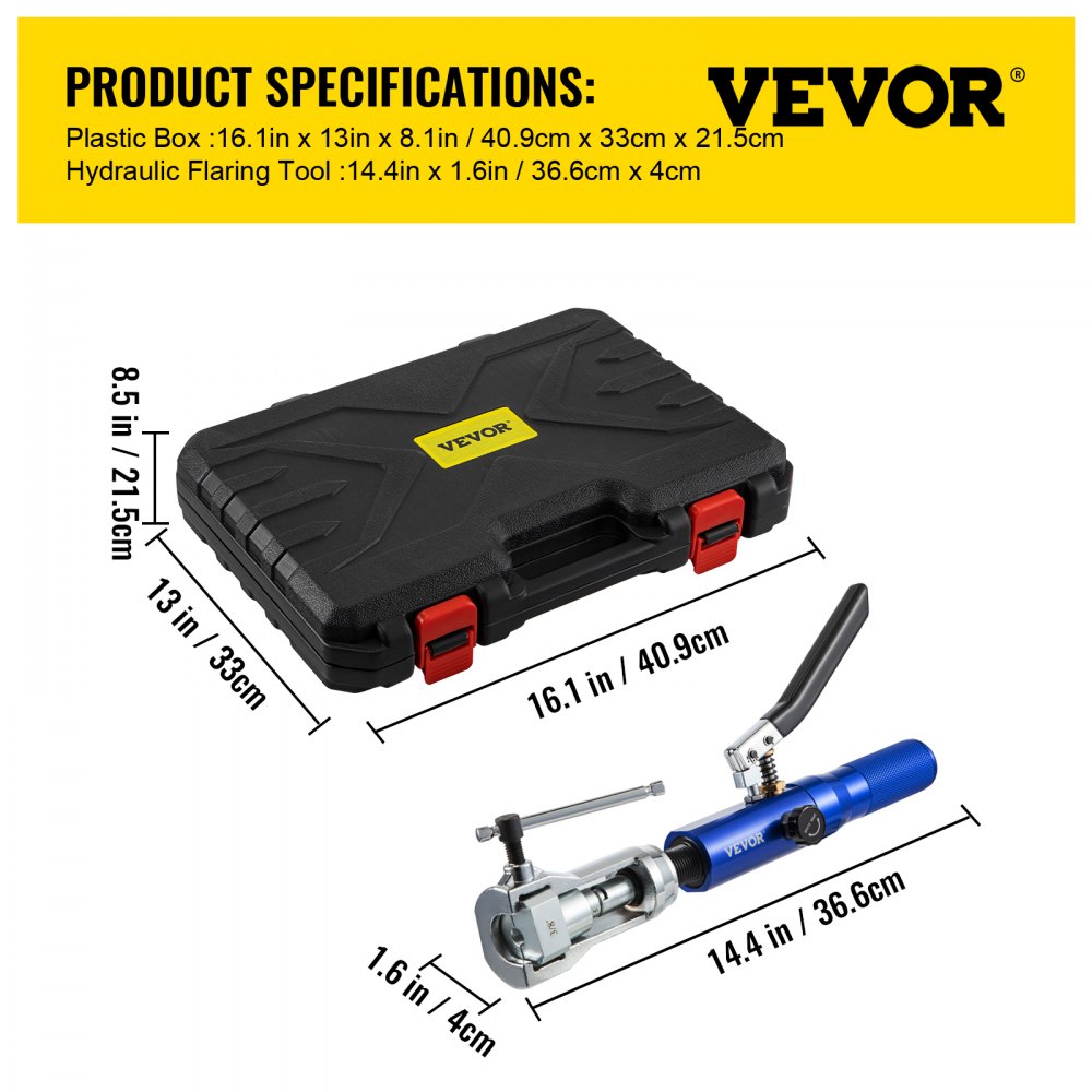 VEVOR Hydraulic Flaring Tool Kit, 45° Double Flaring Tool, Brake Repair Brake Flaring Tools for 3/16