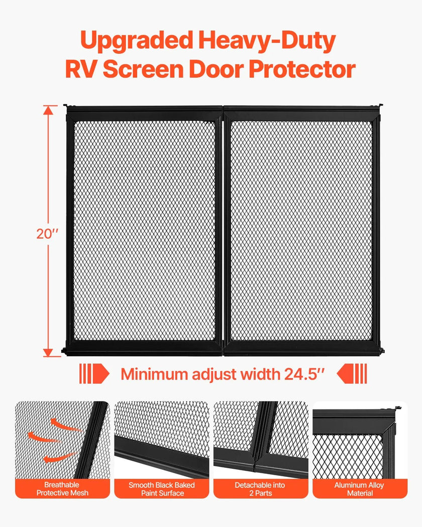 VEVOR RV Screen Door Protector 24.5 x 20 inch Door Grille Aluminum Alloy for Pet