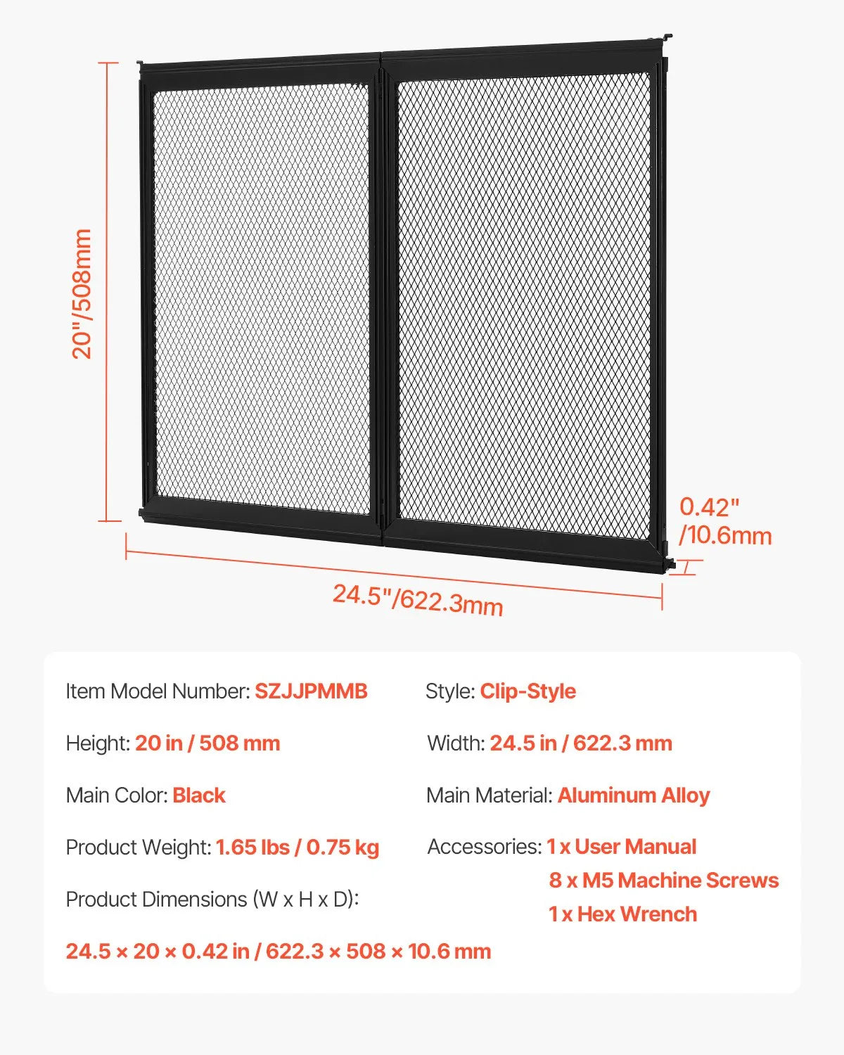 VEVOR RV Screen Door Protector 24.5 x 20 inch Door Grille Aluminum Alloy for Pet