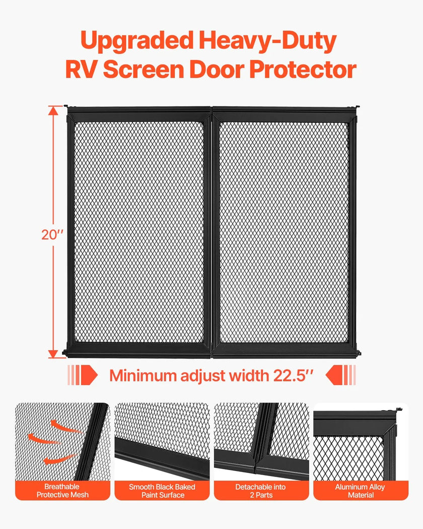 VEVOR RV Screen Door Protector 22.5 x 20 inch Door Grille Aluminum Alloy for Pet