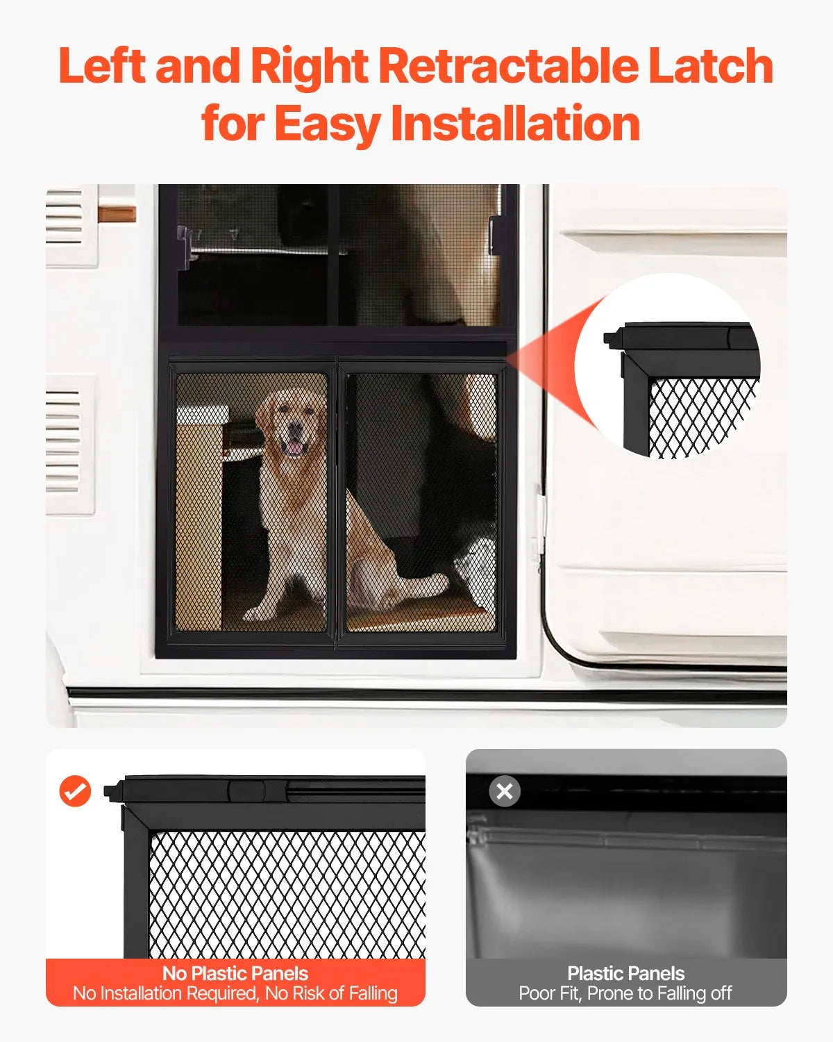 VEVOR RV Screen Door Protector 22.5 x 20 inch Door Grille Aluminum Alloy for Pet