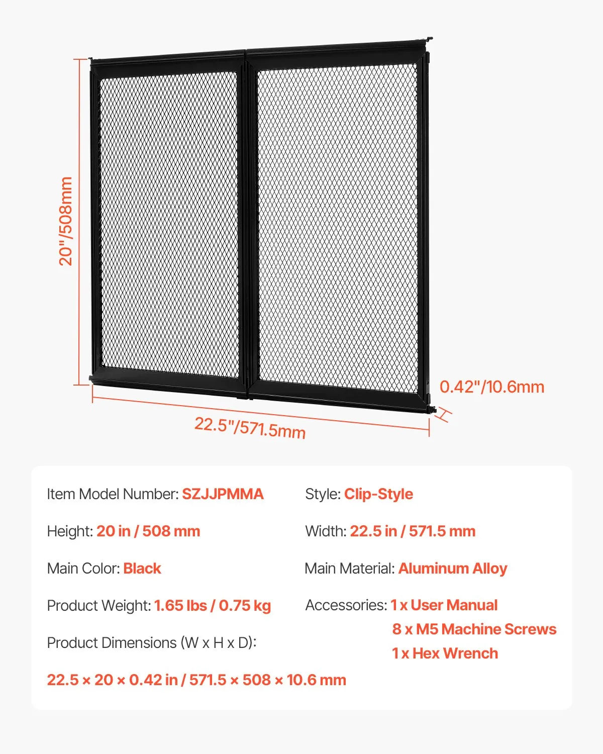 VEVOR RV Screen Door Protector 22.5 x 20 inch Door Grille Aluminum Alloy for Pet