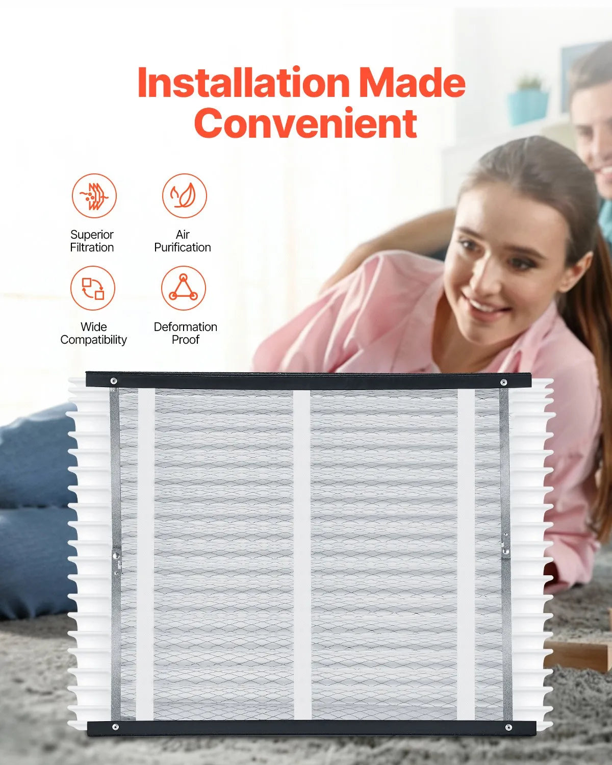 VEVOR Air Filters MERV 13 Electrostatic Pleated Furnace Filter 4-Pack 20x25x4
