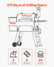 VEVOR Wood Pellet Grill Smoker Outdoor Electric BBQ Grills 575 Sq.in Cook Area