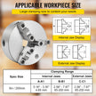 VEVOR K11-200 Lathe Chuck 8 Inch 3 Jaw,Self Centering Chuck Hardened Steel Jaws,Internal External Grinding for Lathe Drilling Milling Machine