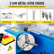 VEVOR K11-250 Lathe Chuck 10 Inch 3 Jaw, Self Centering Chuck Milling Hardened Steel, Internal External Grinding for Lathe Drilling Milling Machine
