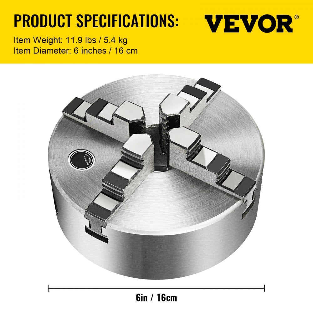 VEVOR K12-160 Lathe Chuck 6.3