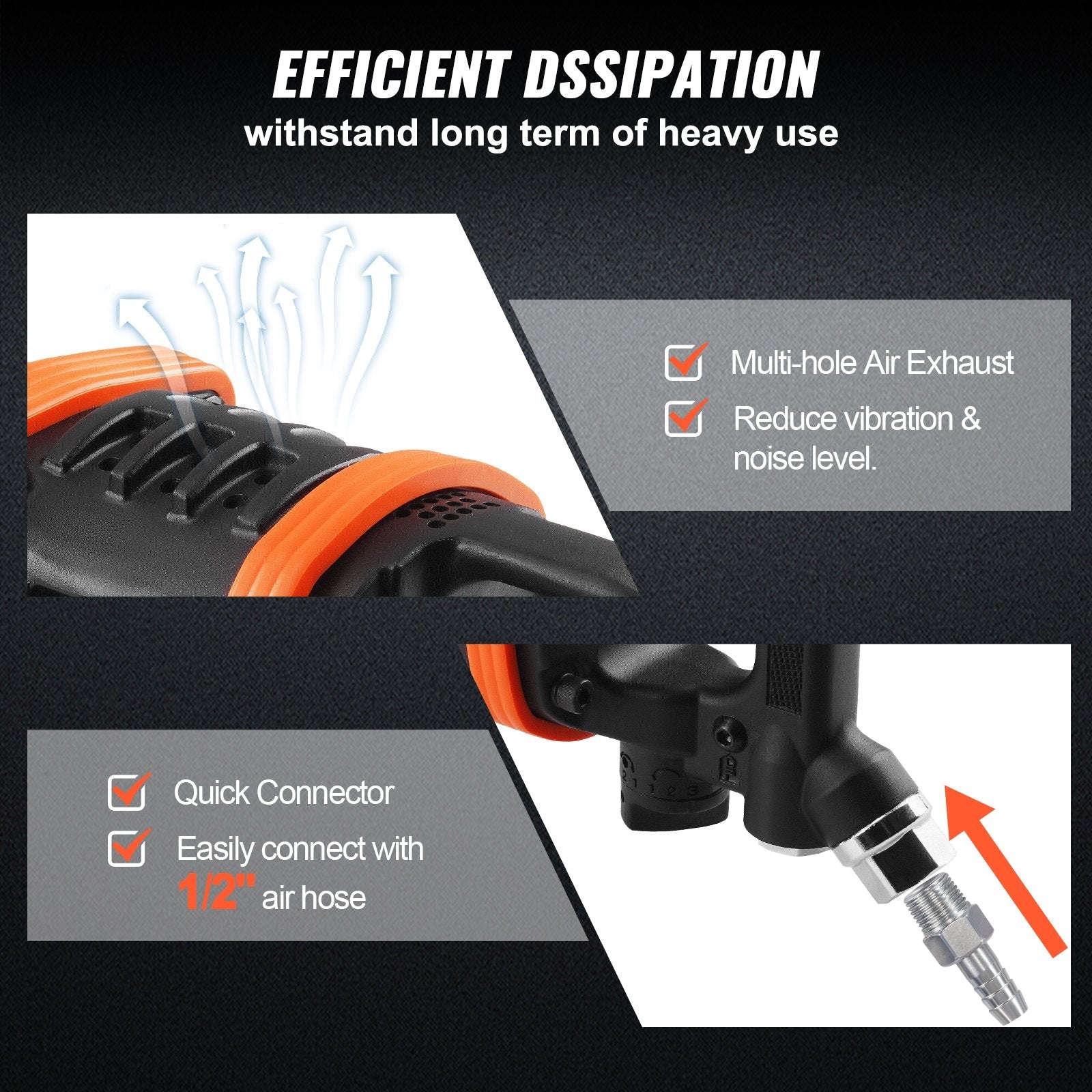VEVOR 1 Inch Air Impact Wrench, Up to 5175 ft-lbs Beast Reverse Torque Output Pneumatic Impact w/ 8 Inch Anvil for Heavy Duty Machinery/Semi-Truck/Bus