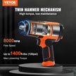 VEVOR 1/2-Inch Air Impact Wrench, High Torque Up to 1400 ft-lbs, Lightweight 4.6 lb Design Pneumatic Impact Gun with 11-PCS 1/2-Inch Drive CR-V Steel Impact Socket Set & Carrying Case