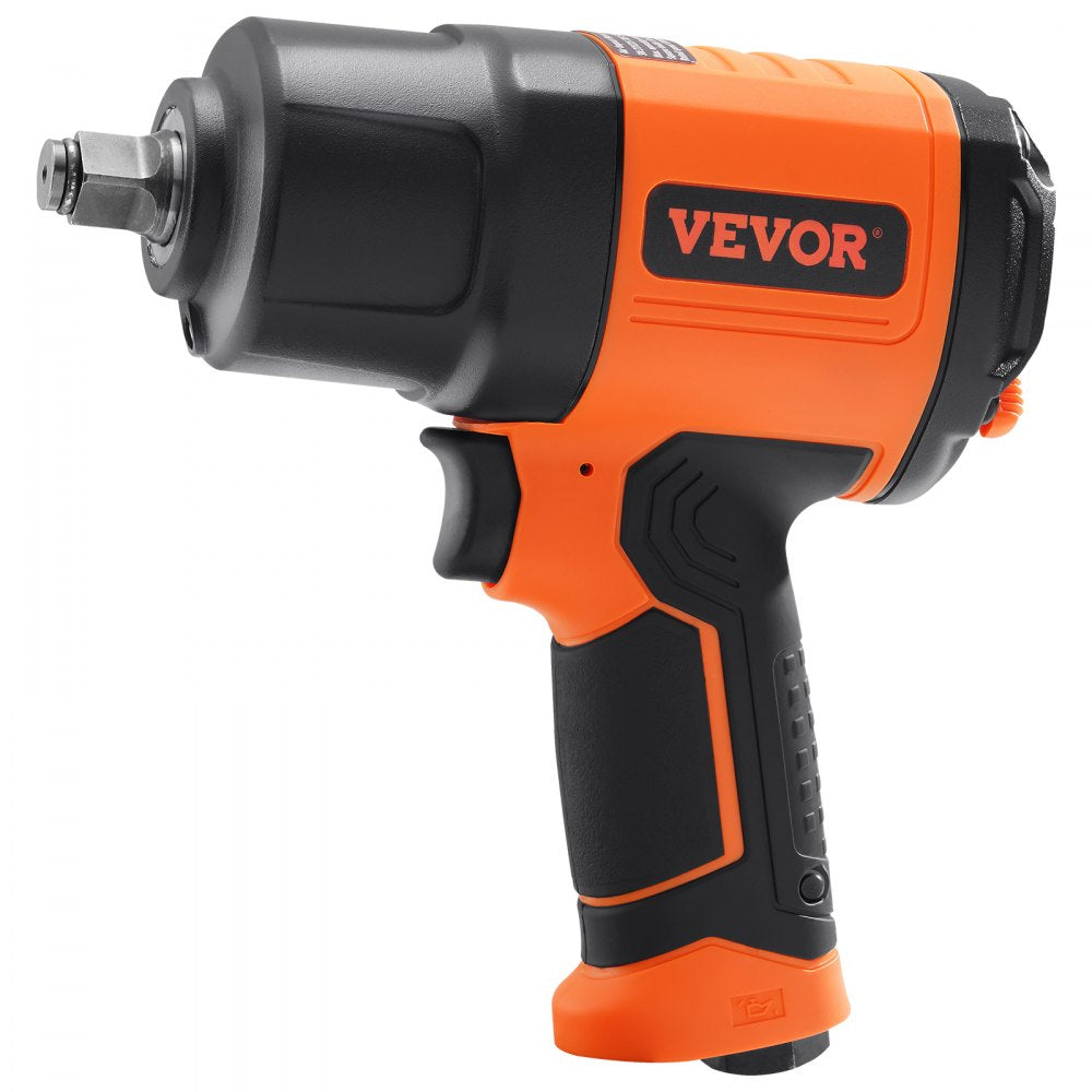 VEVOR 1/2-Inch Air Impact Wrench, High Torque Up to 1400 ft-lbs, Lightweight 4.6 lb Design Pneumatic Impact Gun with 11-PCS 1/2-Inch Drive CR-V Steel Impact Socket Set & Carrying Case