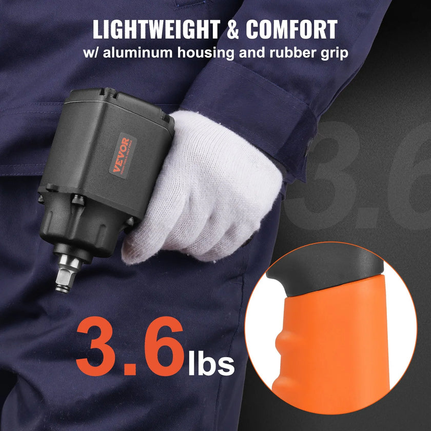VEVOR Air Impact Wrench, 3/8-Inch Drive Air Impact Gun, Up to 690ft-lbs Nut-busting Torque, Lightweight Pneumatic Impact Wrench for Auto Repairs and Maintenance