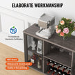 VEVOR 47 Inch Industrial Bar Cabinet, Wine Table for Liquor & Glasses, Sideboard Buffet Cabinet with Wine Rack, Freestanding Farmhouse Wood Coffee Bar Cabinet for Living Room, Home Bar, Kitchen White