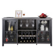 VEVOR 47 Inch Industrial Bar Cabinet, Wine Table for Liquor & Glasses, Sideboard Buffet Cabinet with Wine Rack, Freestanding Farmhouse Wood Coffee Bar Cabinet for Living Room, Home Bar, Kitchen White