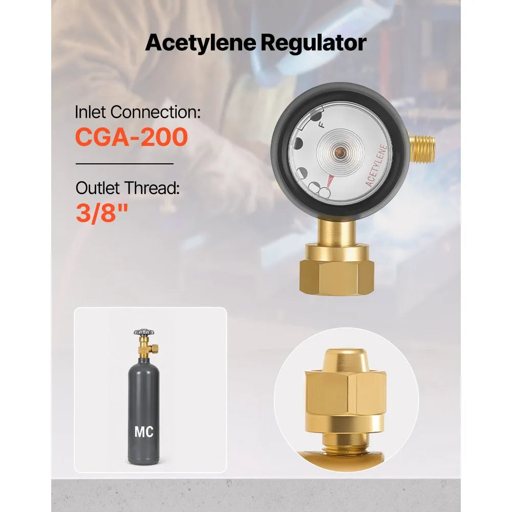 VEVOR Air Acetylene Torch Kit with Self-Lighting PL-8A Tip, CGA200 Regulator & 11.8 ft Hose