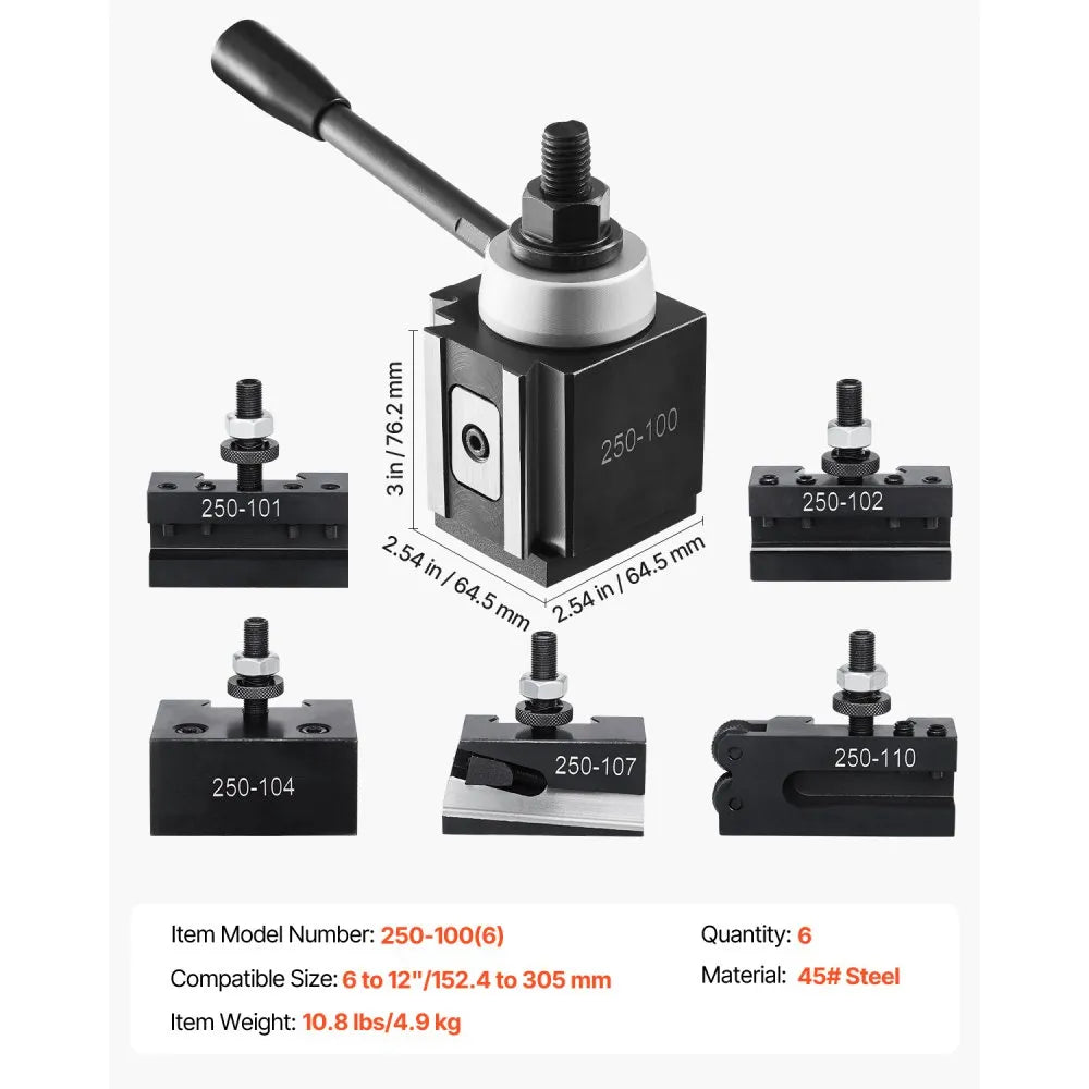 VEVOR Quick Change Tool Post Set 6 Pcs Lathe Tool Holders for 6