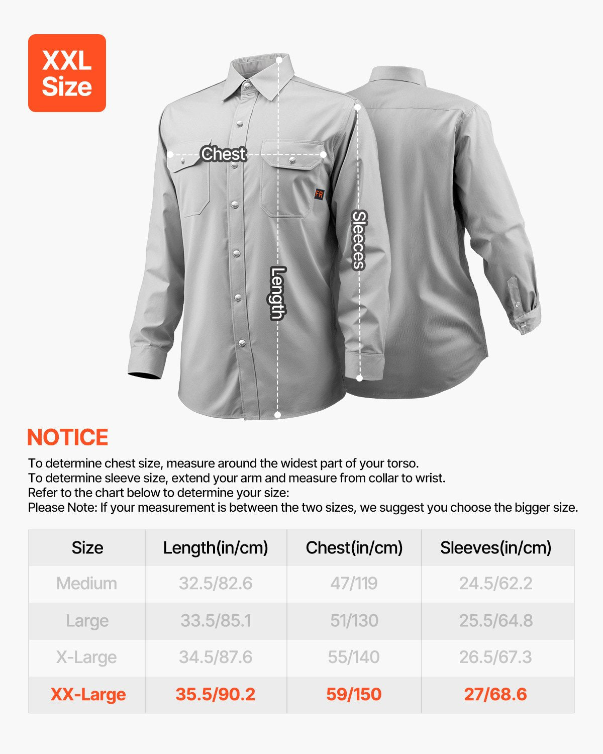 VEVOR Flame-Resistant Welding Jacket 7oz Cotton Welding Safety Jacket XXL Size