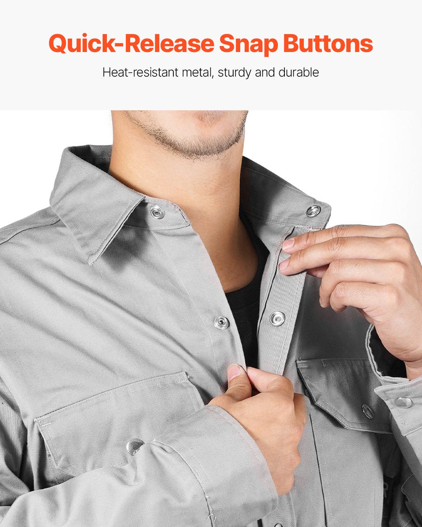 VEVOR Flame-Resistant Welding Jacket 7oz FR Cotton Welding Safety Jacket M Size