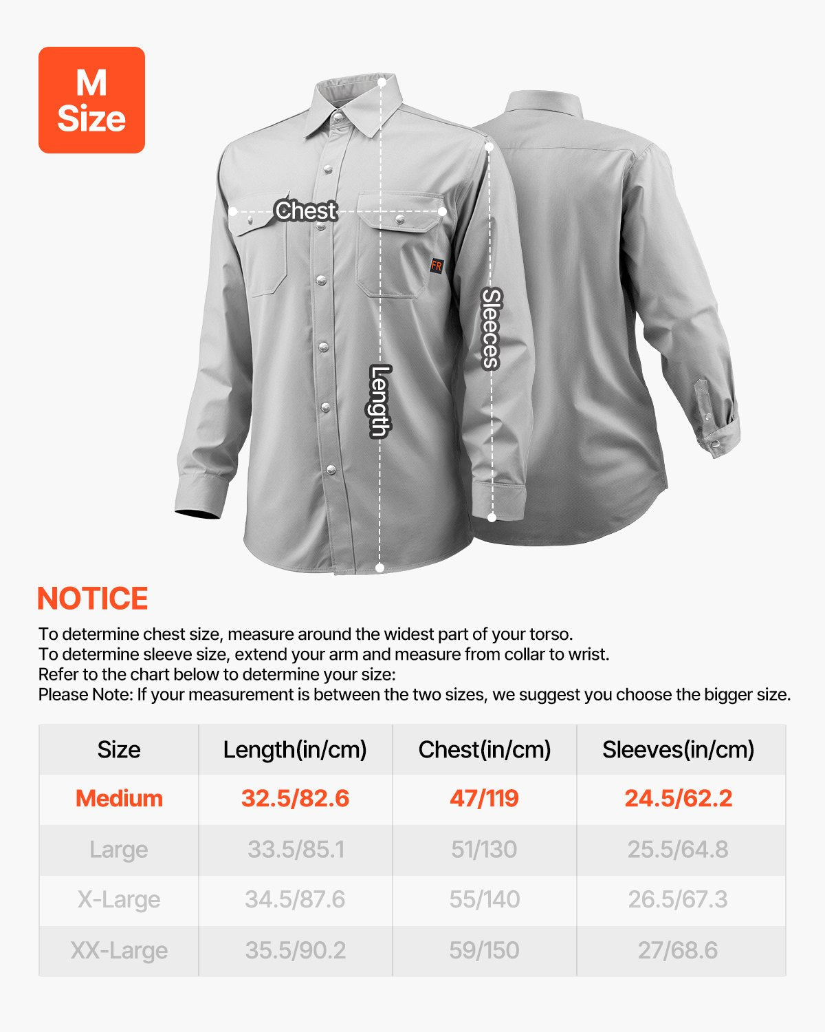 VEVOR Flame-Resistant Welding Jacket 7oz FR Cotton Welding Safety Jacket M Size