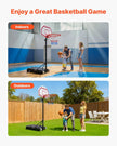 VEVOR Portable Basketball Stand, 5.2 to 6.9 ft Height Adjustment Basketball Hoop & Goal, Kids Adjustable Basketballs Hoop with Nylon Net & Rolling Wheels, Portable Backboard Set for Patios, Poolside
