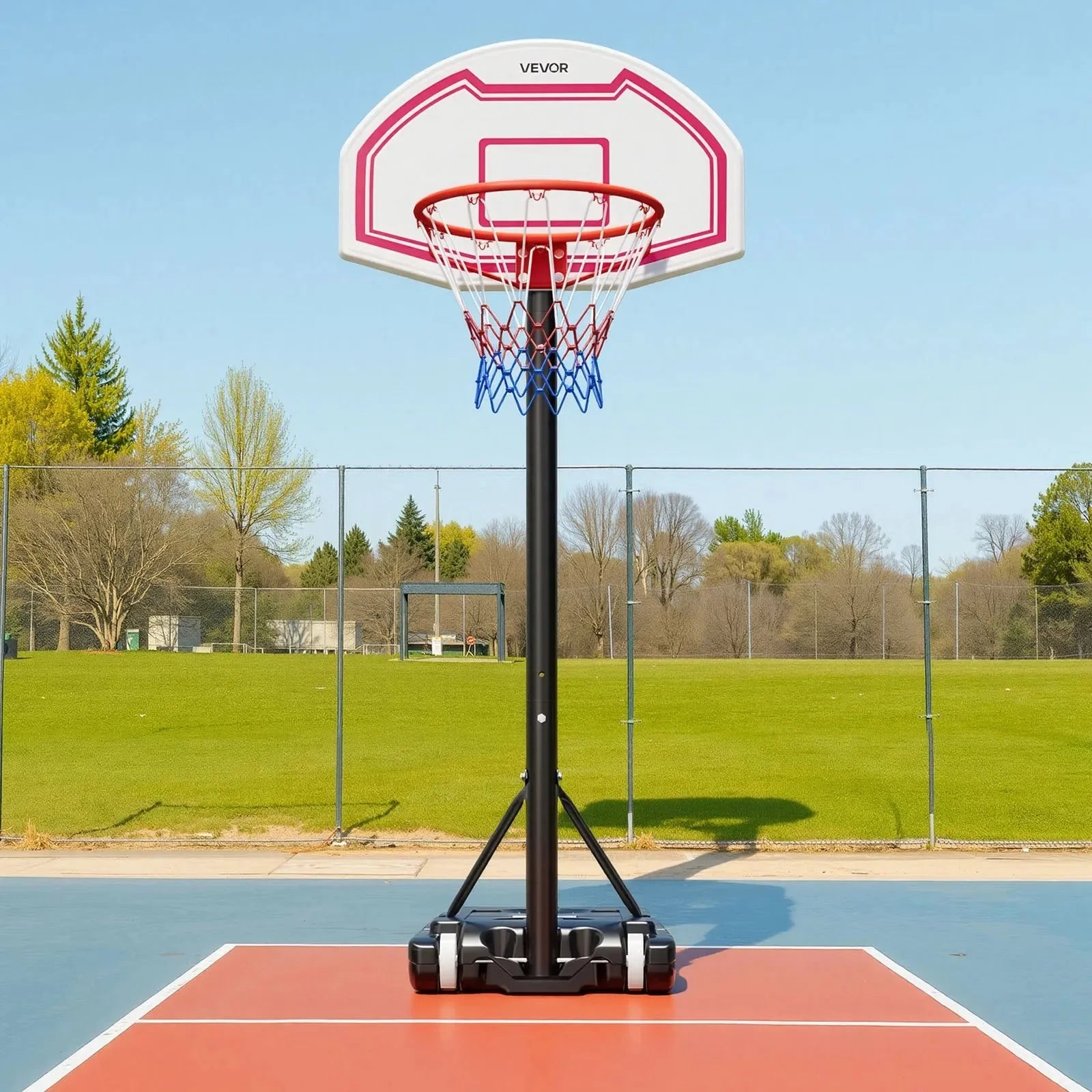 VEVOR Portable Basketball Stand, 5.2 to 6.9 ft Height Adjustment Basketball Hoop & Goal, Kids Adjustable Basketballs Hoop with Nylon Net & Rolling Wheels, Portable Backboard Set for Patios, Poolside