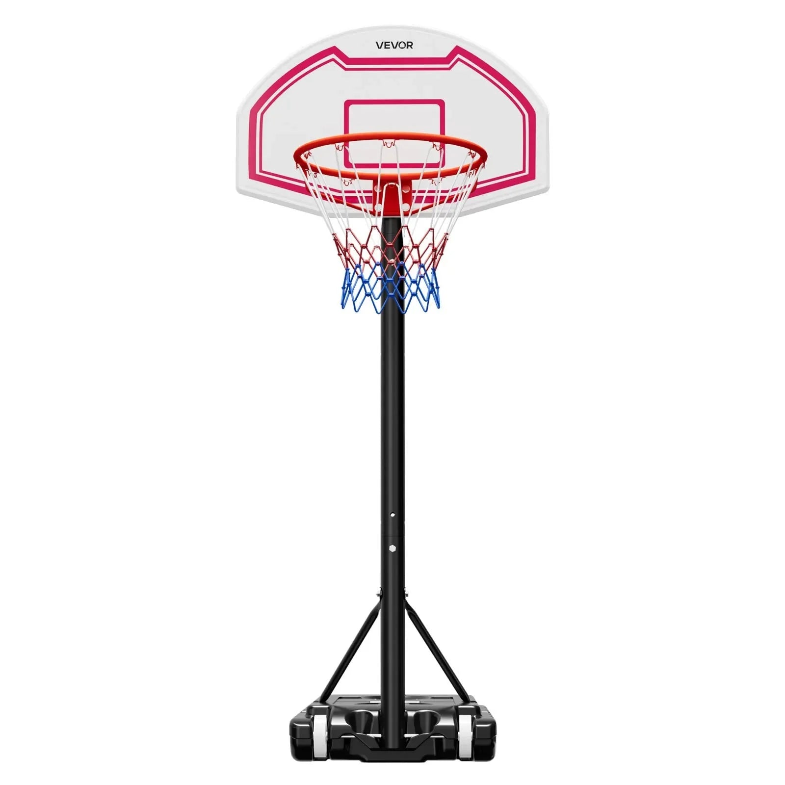 VEVOR Portable Basketball Stand, 5.2 to 6.9 ft Height Adjustment Basketball Hoop & Goal, Kids Adjustable Basketballs Hoop with Nylon Net & Rolling Wheels, Portable Backboard Set for Patios, Poolside