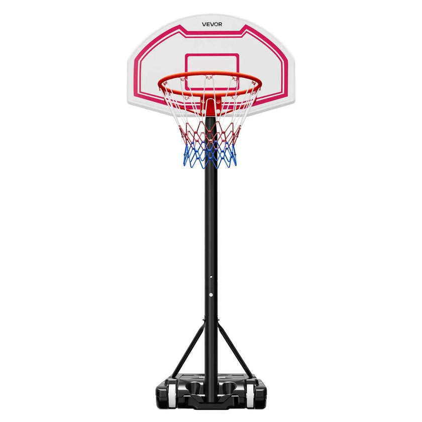 VEVOR Portable Basketball Stand, 5.2 to 6.9 ft Height Adjustment Basketball Hoop & Goal, Kids Adjustable Basketballs Hoop with Nylon Net & Rolling Wheels, Portable Backboard Set for Patios, Poolside