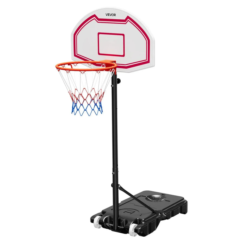 VEVOR Portable Basketball Stand, 5.2 to 6.9 ft Height Adjustment Basketball Hoop & Goal, Kids Adjustable Basketballs Hoop with Nylon Net & Rolling Wheels, Portable Backboard Set for Patios, Poolside