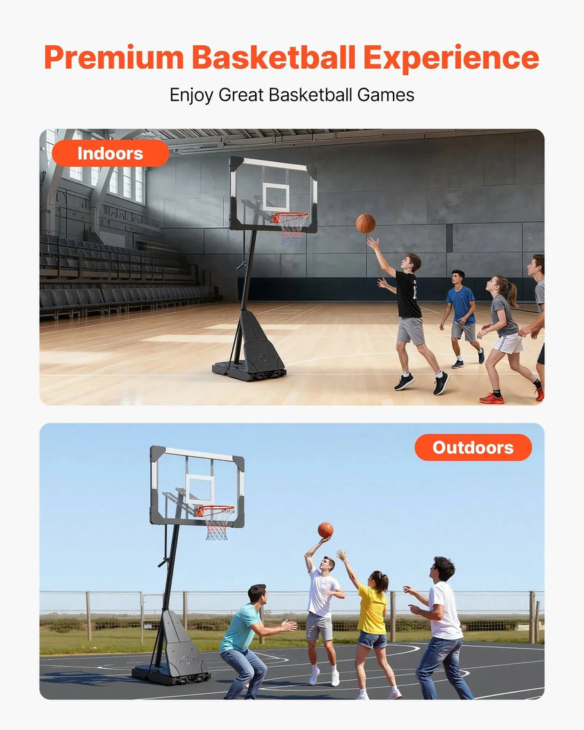 VEVOR Portable Basketball Stand, 8.04 to 10 ft Height Adjustment Basketball Hoop & Goal, Basketballs Hoop Outdoor with 44 inch PC Backboard for Kids, Adults in Schools, Parks, Indoor & Outdoor Use