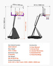 VEVOR Portable Basketball Stand, 10 ft Height Adjustment Basketball Hoop & Goal, Basketballs Hoop Outdoor with 48 inch PC Backboard for Kids, Adults in Schools, Parks, Indoor & Outdoor Use